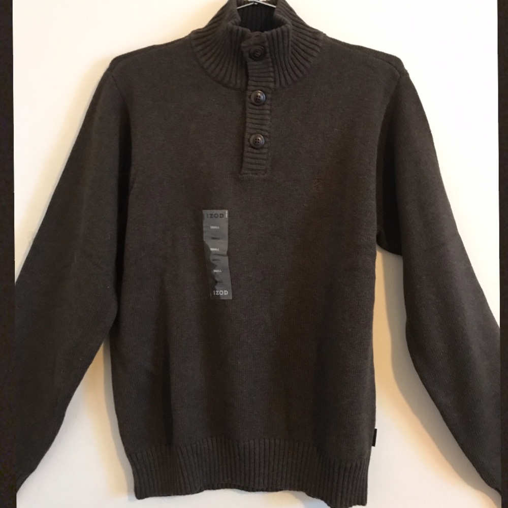 IZOD Men's Mock Neck Button-Up Long-Sleeve Sweater - Picture 1 of 1